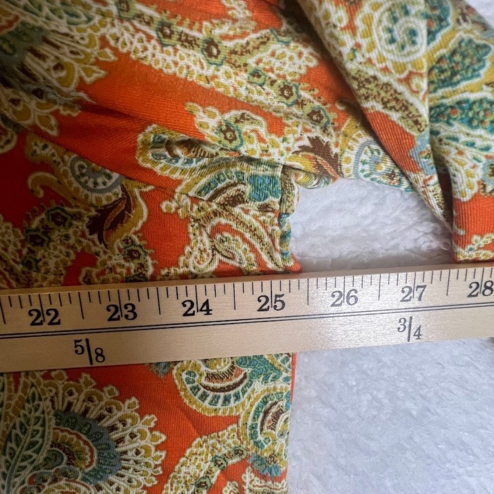Boho Paisley Blouse 2X Orange Flowy Tunic Cutout Sleeve Resort Top - Picture 7 of 11